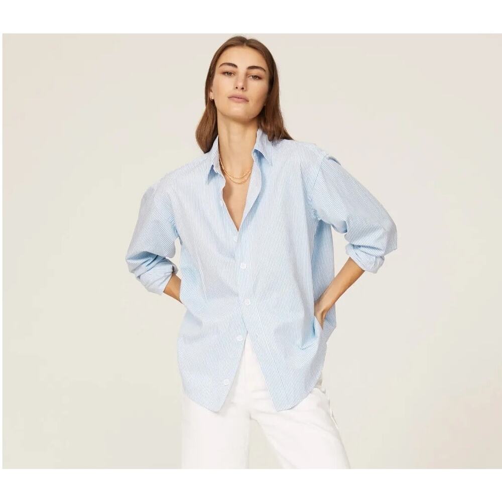 Recreational Habits Martha Shirt Oversize Blue Stripe Women's Size XL NWT